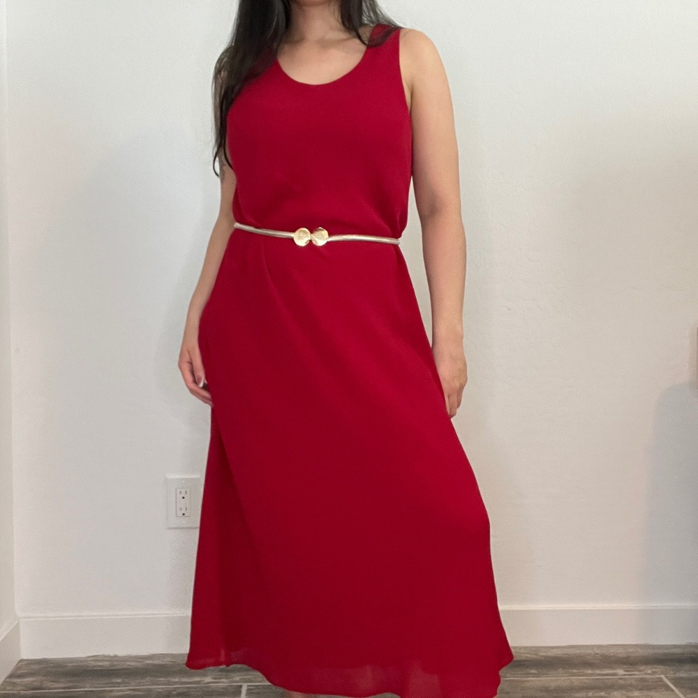 Studio I Petite‎ Red Sleeveless Scoop Neck Maxi Dress - Picture 11 of 11